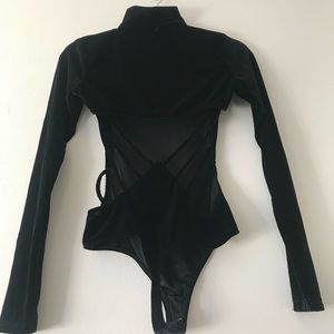 Velvet cage back vintage bodysuit
